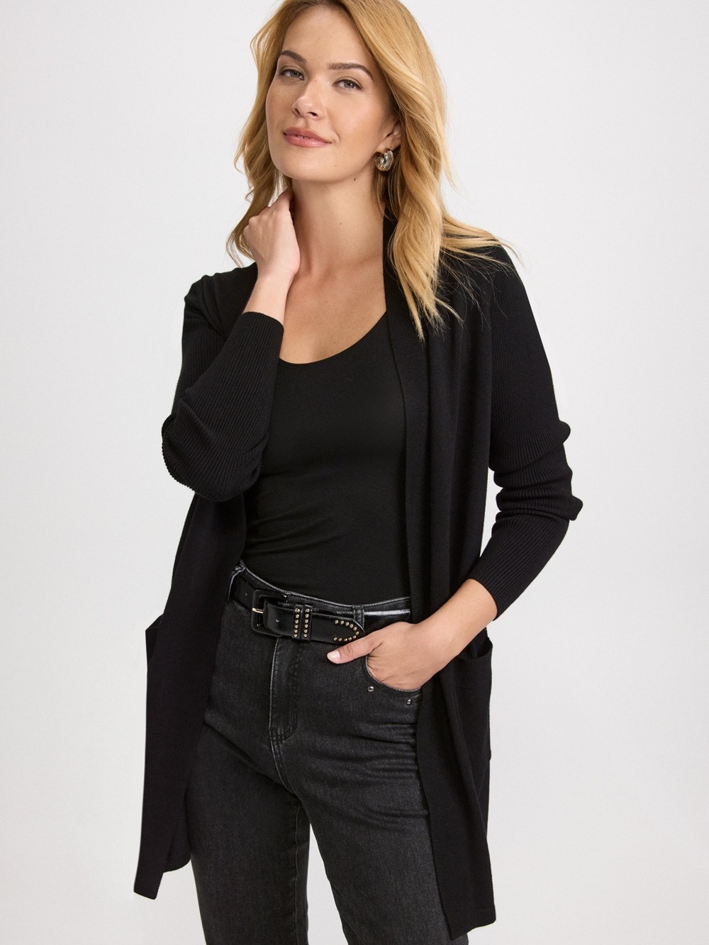 LASANIA Black Women’s Lightweight Cotton Gauze Textured Jacket 6 Like New
